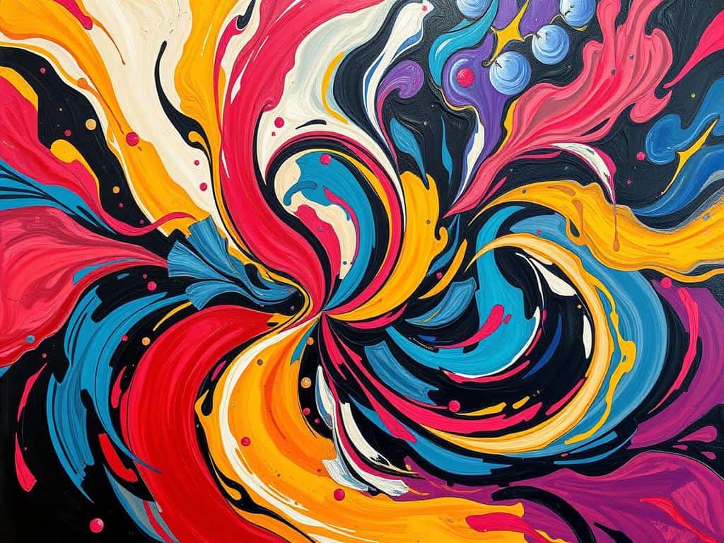 Abstract art showing vibrant colors and dynamic shapes Abstract art showing vibrant colors and dynamic shapes