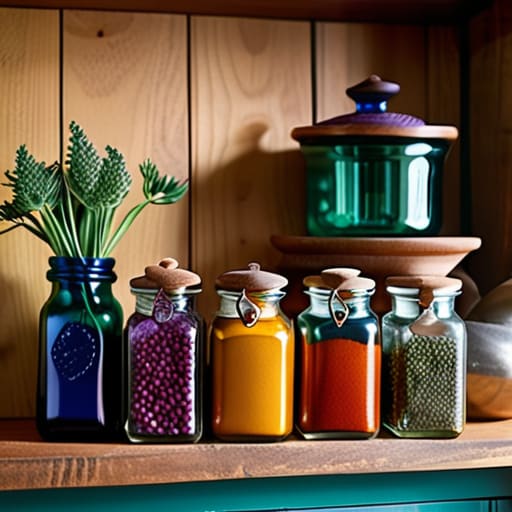 7 Genius Creative Ways to Reuse Old Glass Jars You’ll Wish You Knew Sooner 4 The Apothecary Spice Sanctuary jewel-toned jars.